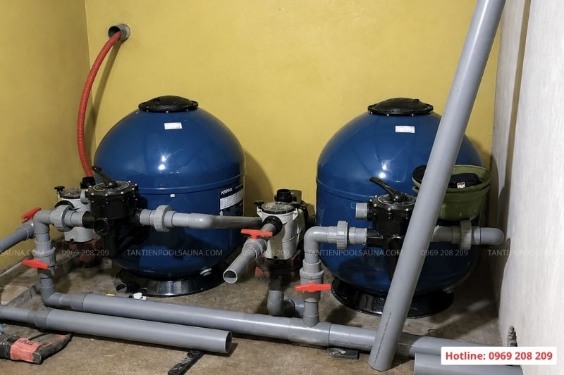 Bình lọc bể bơi Kripsol AK van ngang Lắp đặt phòng máy bể bơi