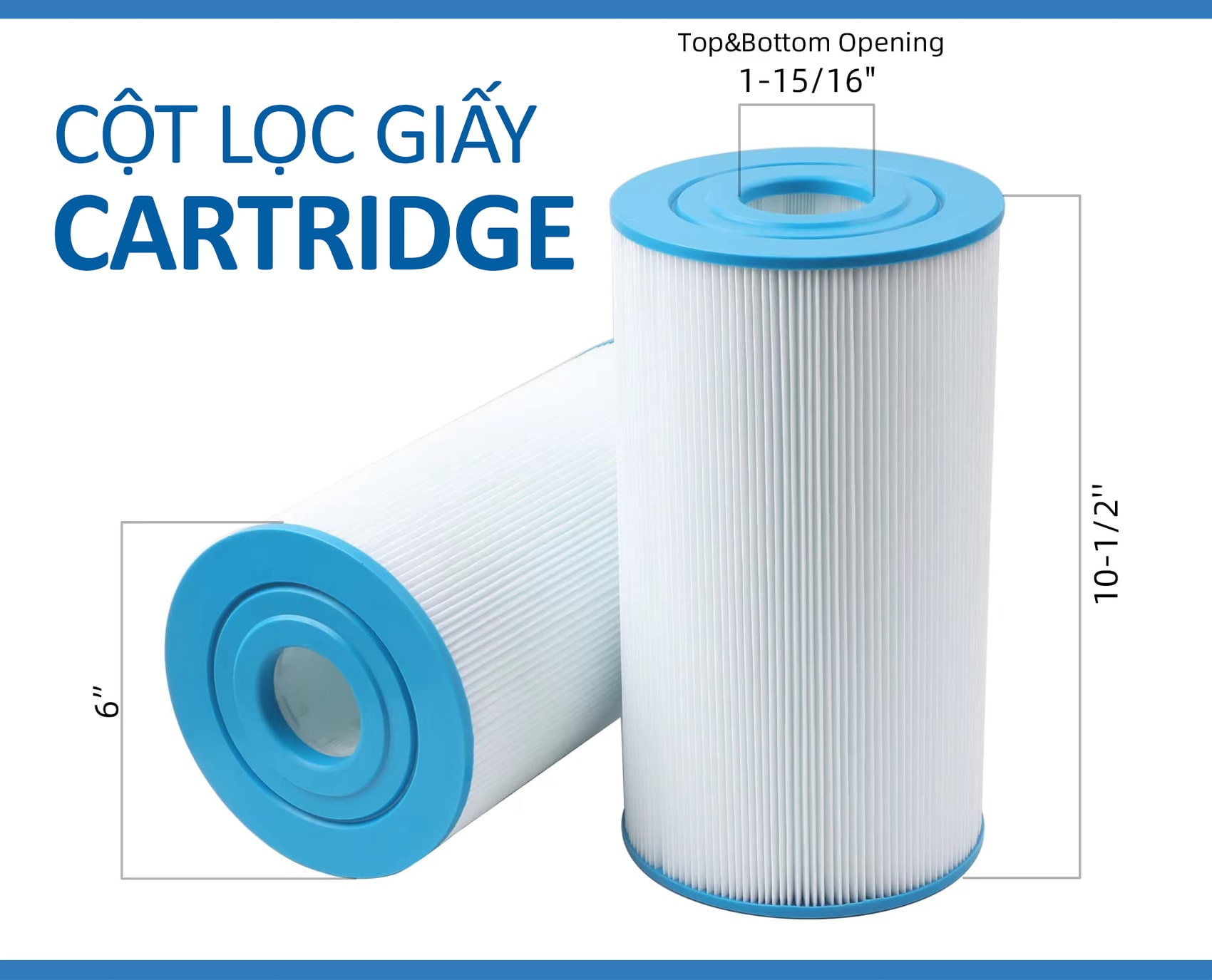 Kích thước của cột lọc giấy bể bơi Cartridge