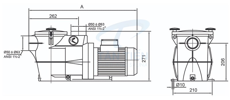 Kích thước sơ bộ máy bơm Kripsok KSE