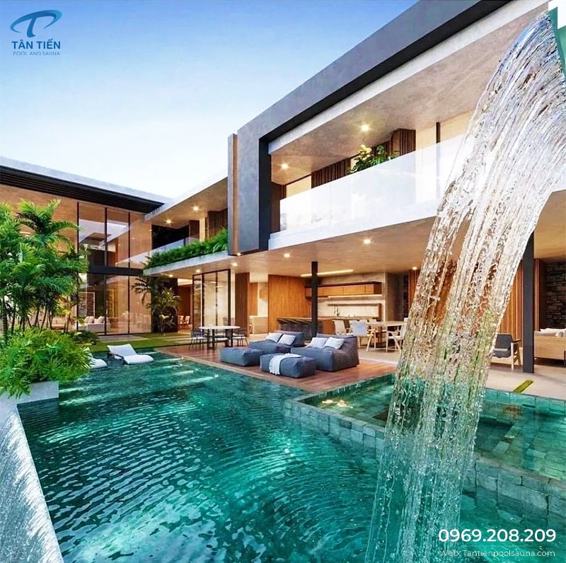 Thác nước xả tràn lắp đặt trên mái nhà