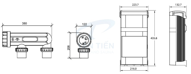 Kích thước của bộ điện phân Emaux 