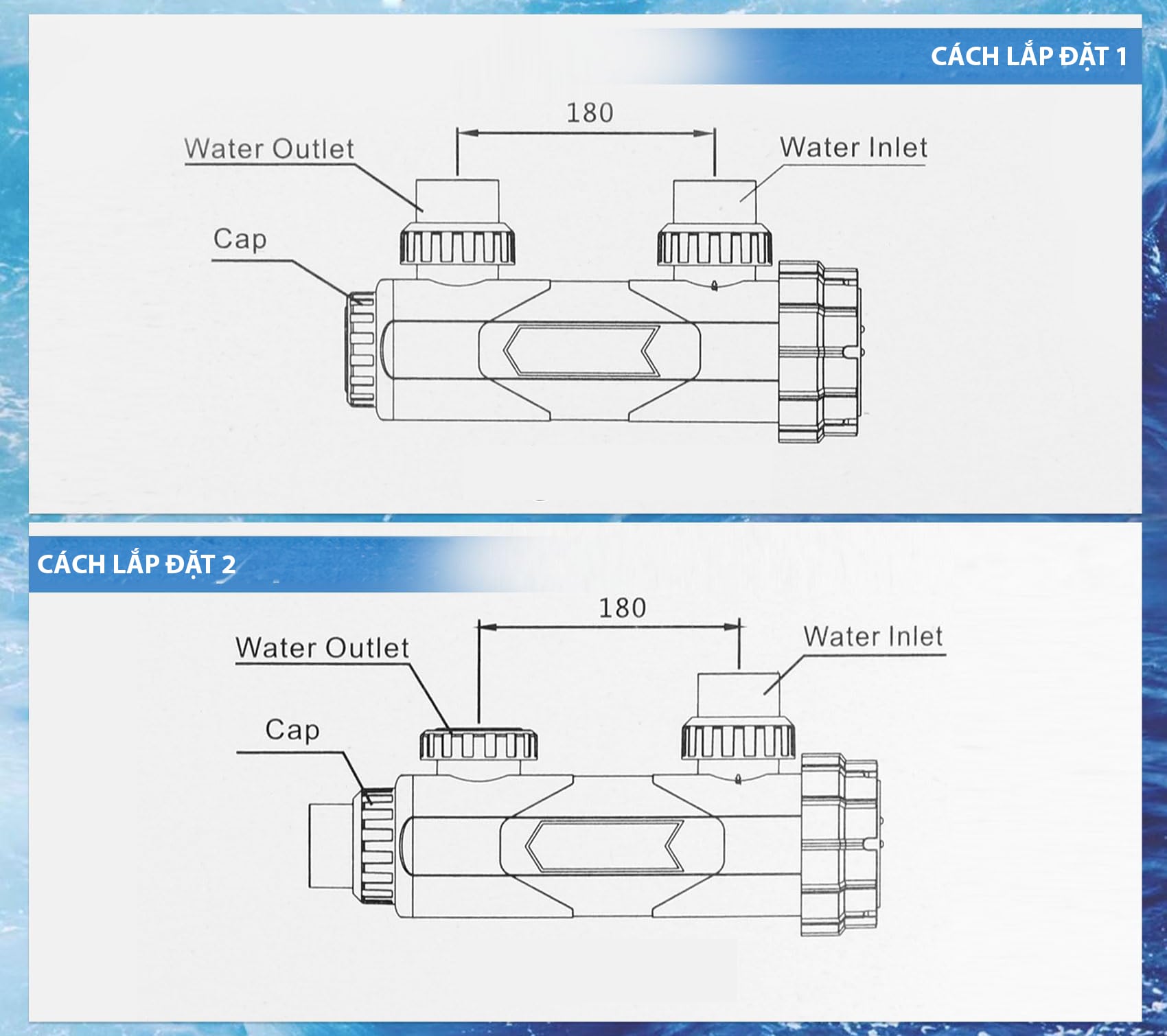 2 cách lắp đặt của cực điện phân Laswim