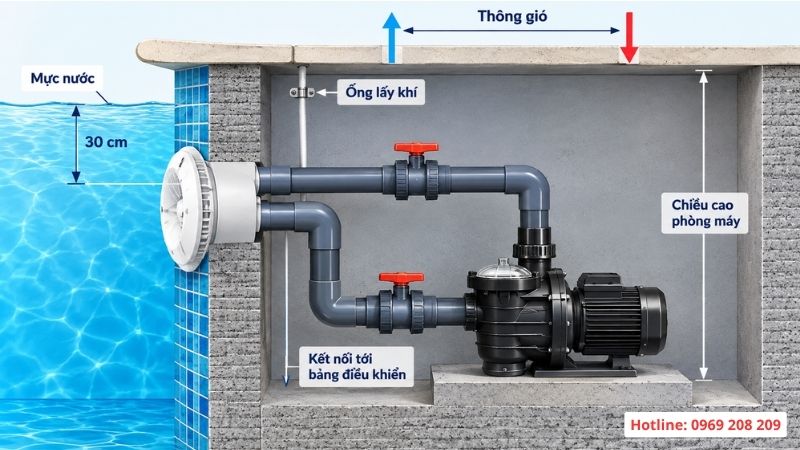 Sơ đồ lắp đầu bơi ngược dòng Emaux 