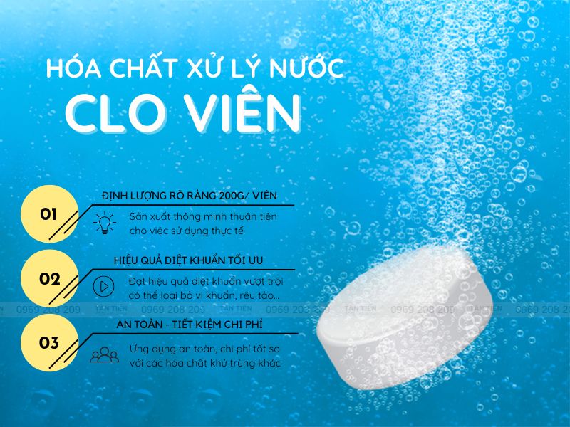 Hóa chất xử lý nước bể bơi Clo viên 