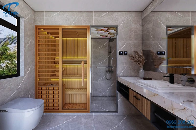 Ảnh phòng xông hơi khô đẹp - Tân Tiến Sauna