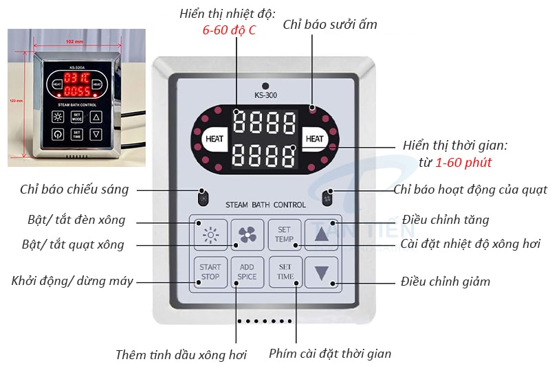 Bảng điều khiển máy xông hơi ướt Coast KSB