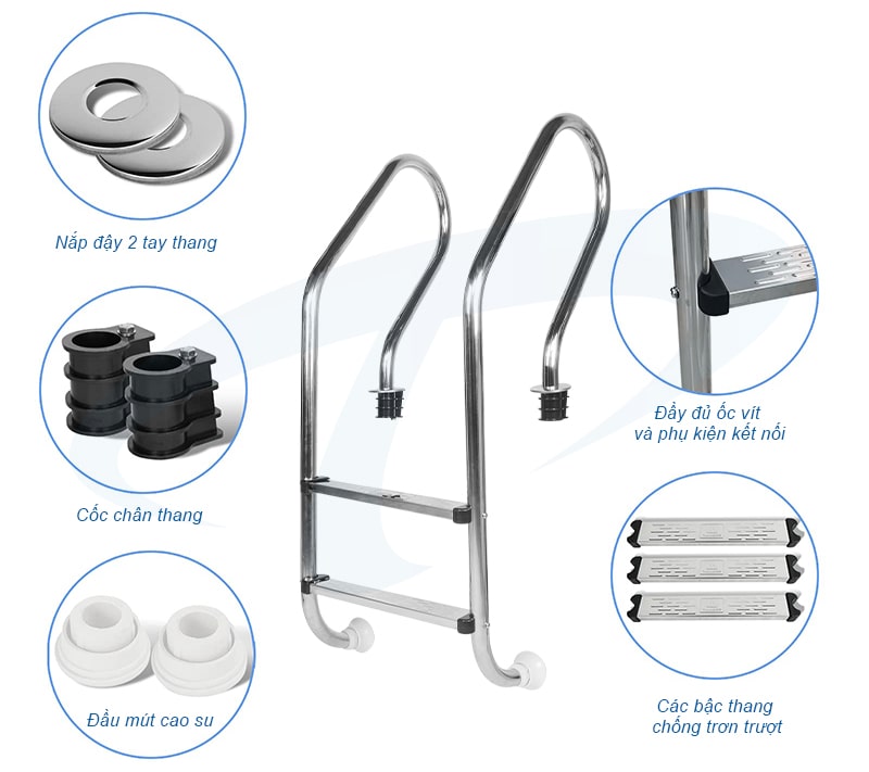 Các thành phần của thang bể bơi 2 bậc