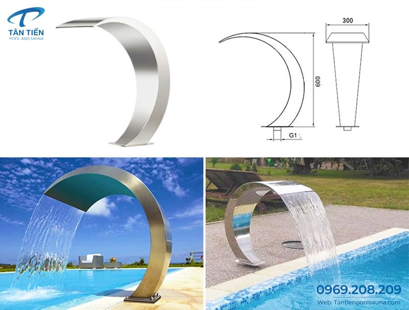 Kích thước cây phun masage bể bơi mỏ vịt