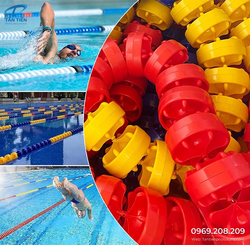 Phao phân làn lắp đặt trong bể bơi thi đấu