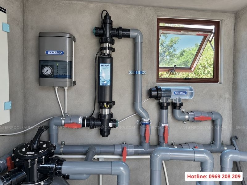 Bộ điện phân muối bể bơi Waterco Hệ thống khử trùng bể bơi