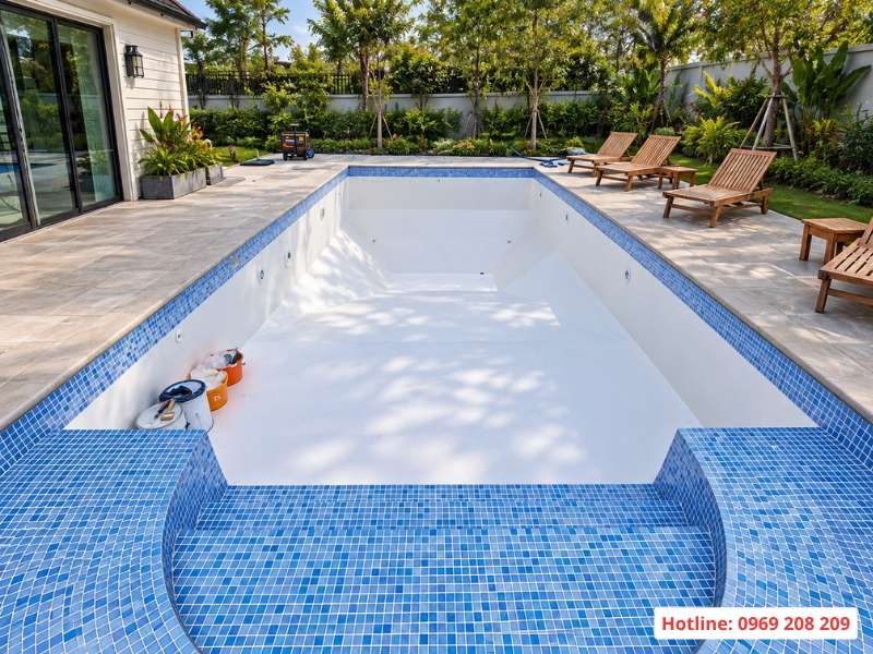 Chống thấm và ốp lát bể bơi composite