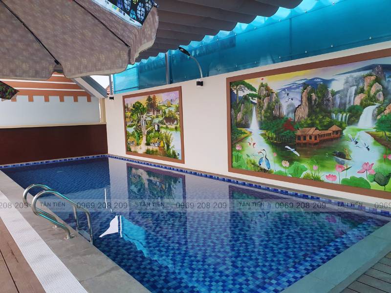 Thi công bể bơi gia đình anh Hoàng Hưng Yên