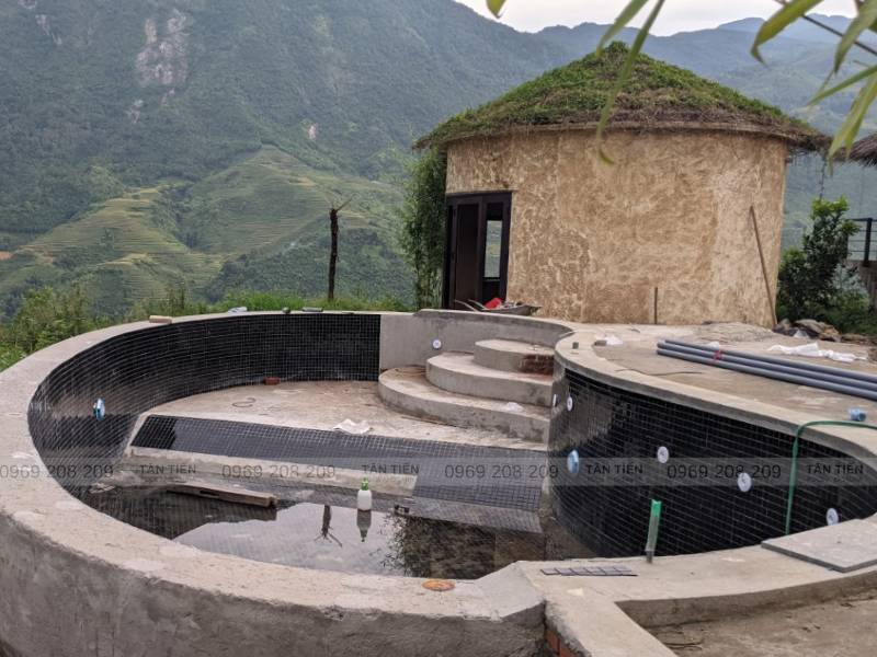 Thi công đèn, sục trong lòng bể bơi - Tân Tiến Pool
