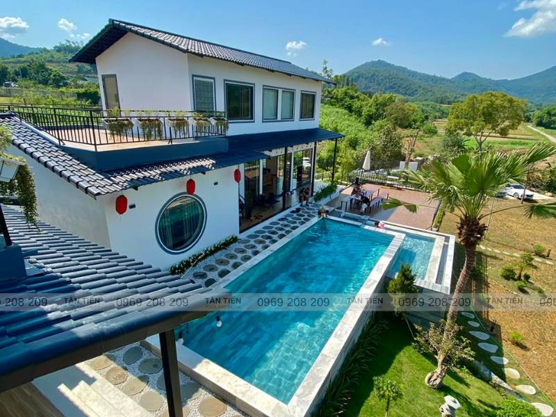 Toàn cảnh bể bơi homestay Izumi Ba Vì - Tân Tiến Pool 