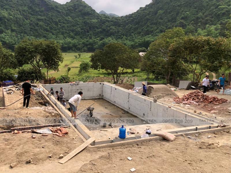 Thi công và lắp đặt thiết bị bể bơi homestay - Tân Tiến Pool