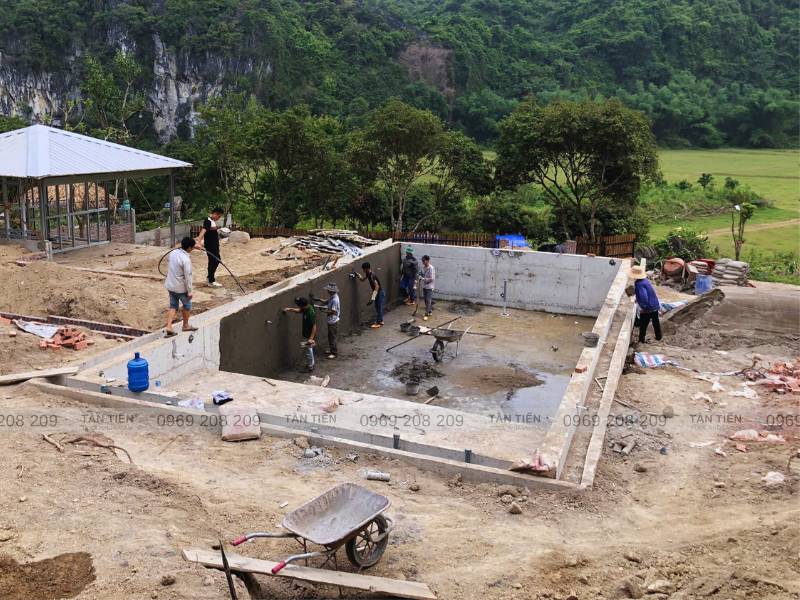 Thi công và lắp đặt thiết bị bể bơi homestay - Tân Tiến Pool