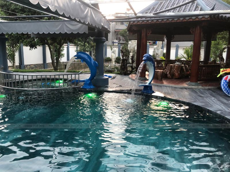 Bể bơi trang bị cá heo composite phun nước sinh động