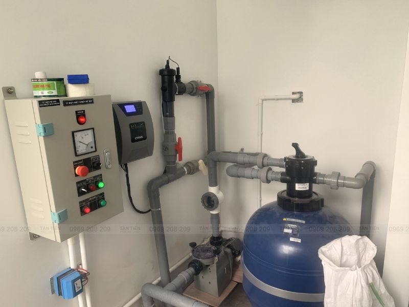 Phòng máy vận hành bể bơi gia đình diện tích 27m2