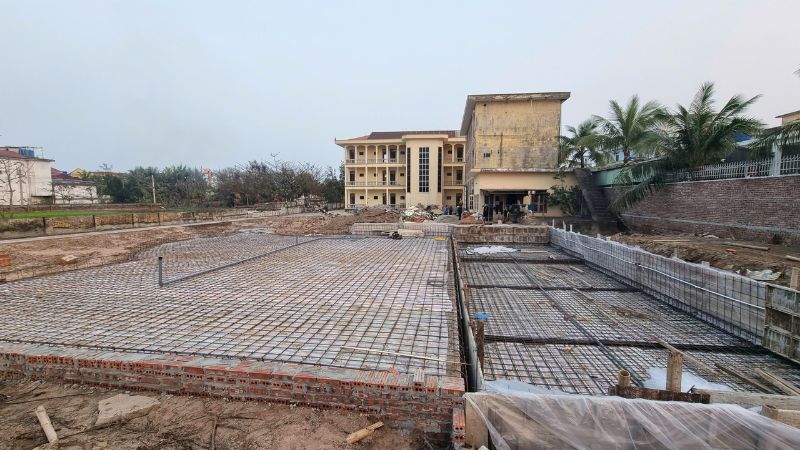 Mặt bằng thi công bể bơi tại Quất Lâm