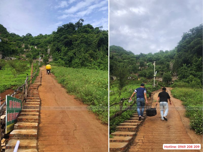 Thi công bể bơi đồi mây camping
