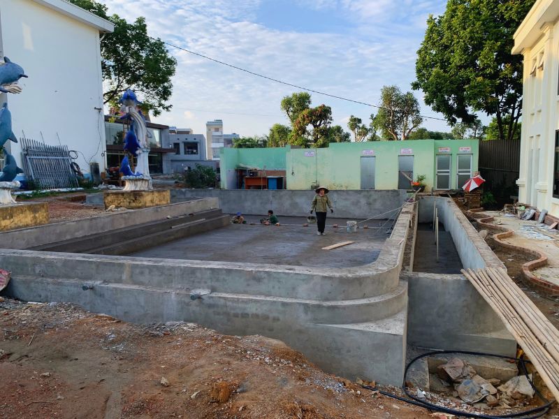 Thi công bể bơi trường học - Tân Tiến Pool Sauna