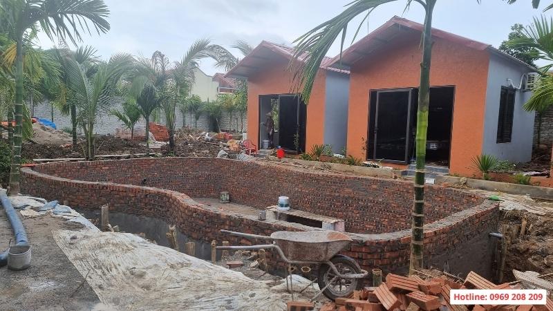 Thi công bể bơi tại Ninh Bình trọn gói, chuyên nghiệp, tối ưu chi phí Thi công bể bơi homestay tại Tràng An Ninh Bình
