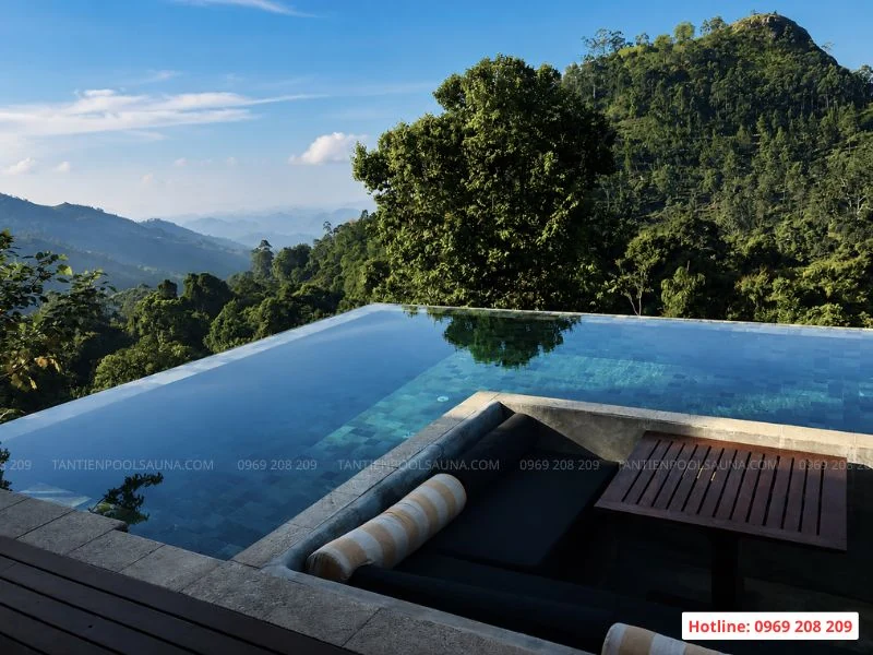 Tư vấn thiết kế & thi công bể bơi vô cực hiện đại nhân đôi thẩm mỹ Thi công bể bơi vô cực - Tân TIến