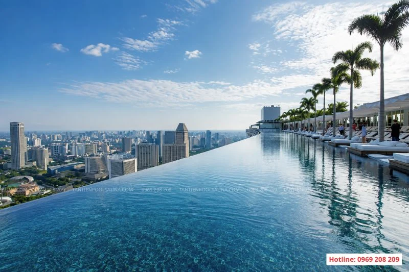 Tư vấn thiết kế & thi công bể bơi vô cực hiện đại nhân đôi thẩm mỹ Thi công bể bơi Tân Tiến