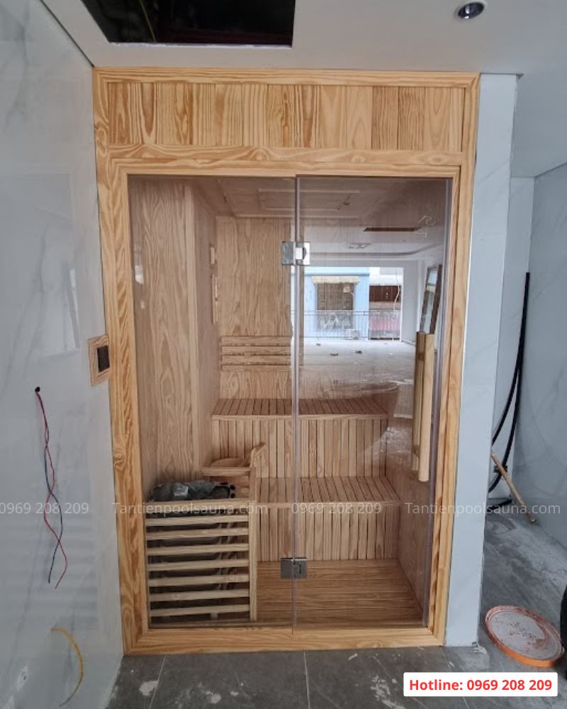 Tân Tiến hoàn thiện phòng xông khô gỗ Mỹ tại Long Biên, Hà Nội Lắp đặt phòng xông hơi - Long Biên, Hà Nội