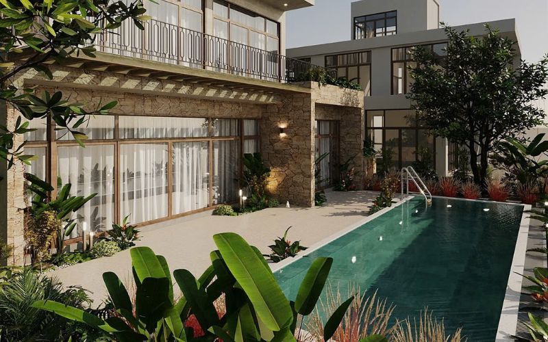 Phối cảnh 3D cho bể bơi villa