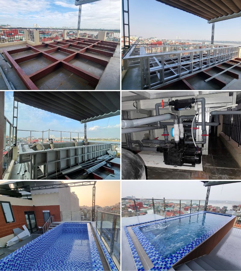 bể bơi composite khách sạn tại Phố cổ Hà Nội