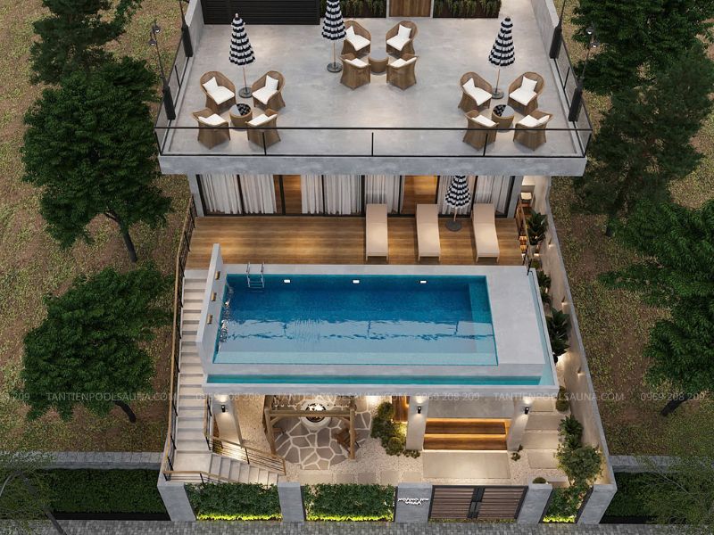 Phối cảnh 3D cho dự án bể bơi villa Phú Thọ