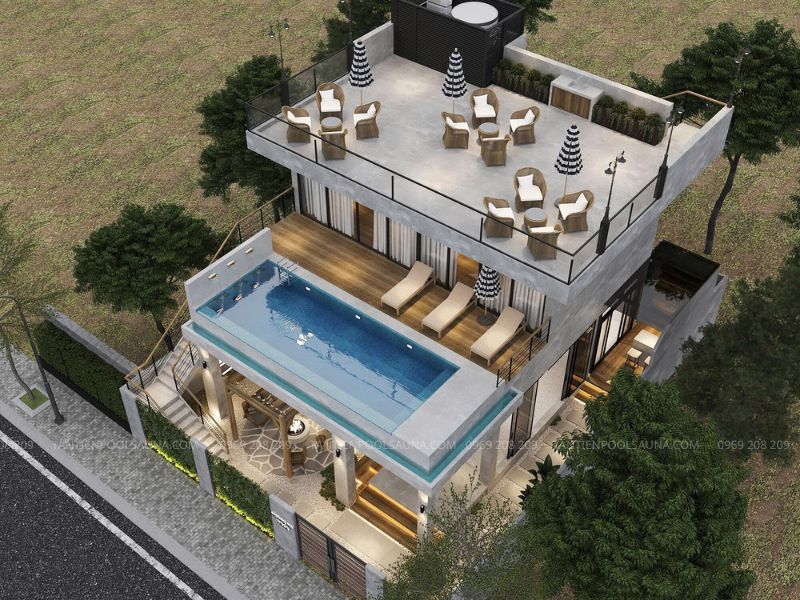 Phối cảnh 3D cho bể bơi villa Tam Nông Phú Thọ