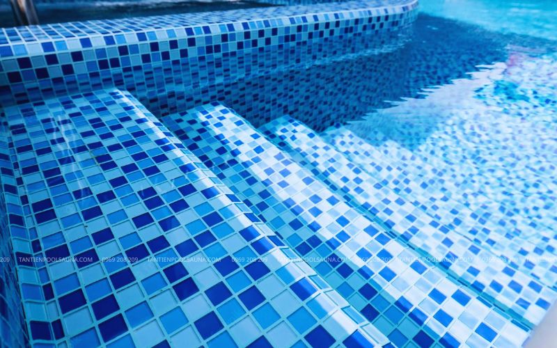Gạch mosaic trộn 3 màu viên 48x48mm Gạch mosaic bể bơi trộn 3 màu