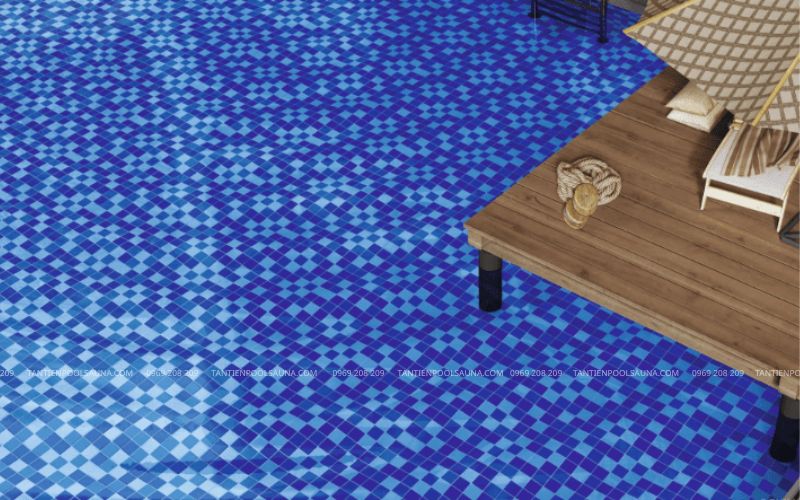 Gạch mosaic trộn 3 màu viên 25x25mm Bể bơi ốp gạch mosaic thủy tinh 3 màu