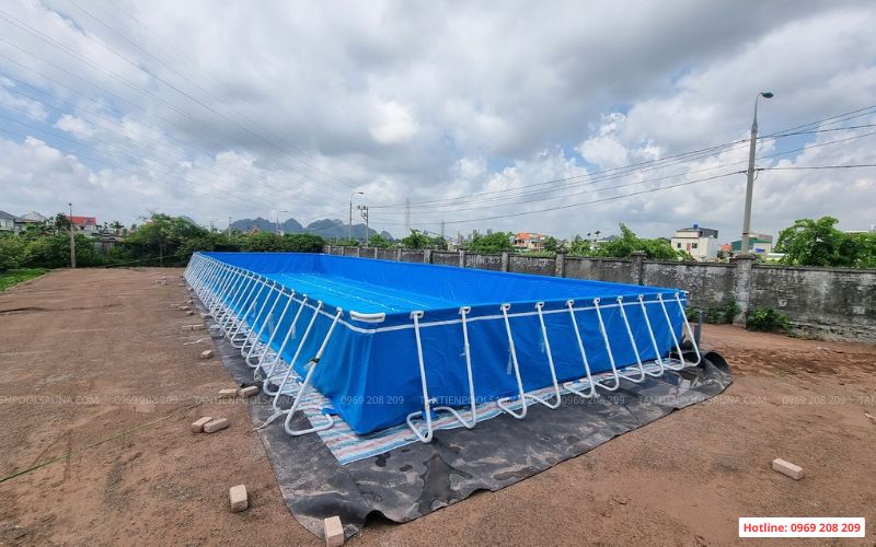 Bể bạt sau khi hoàn thiện lắp đặt và chờ cấp nước vào bể