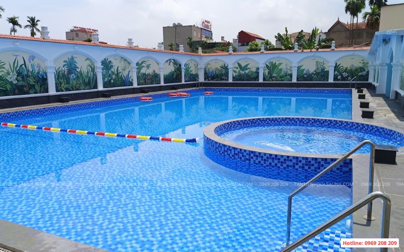 Thi công bể bơi kinh doanh 200m2 tại Cát Bà, Hải Phòng