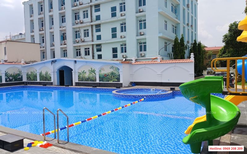 Thi công bể bơi kinh doanh 200m2 tại Cát Bà, Hải Phòng