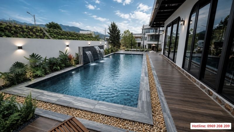 Bể bơi villa gia đình thi công công tại KĐT Legacy Hill Hoà Bình