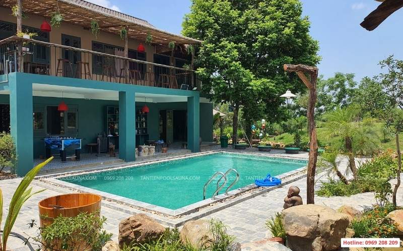 Thi công bể bơi homestay nhiệt đới tại Hòa Bình