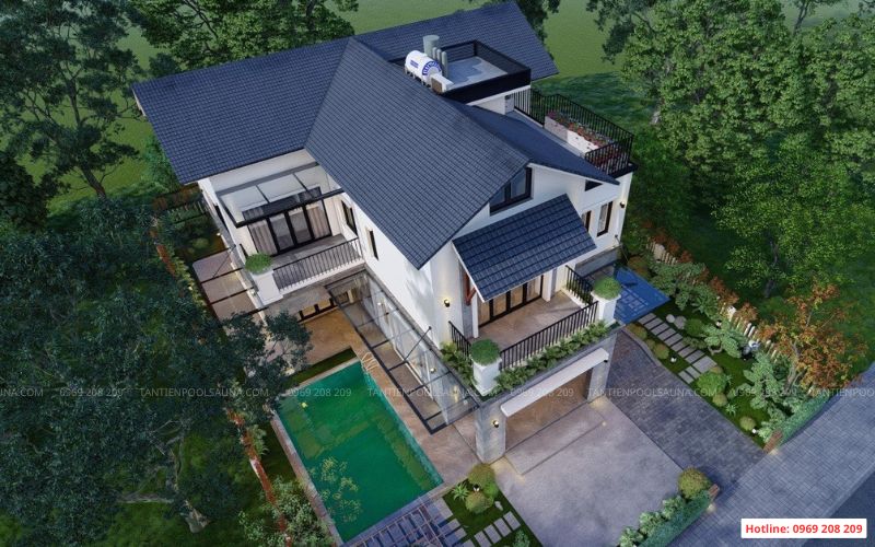 Bản vẽ phối cảnh bể bơi biệt thự KĐT Xanh Villa Hà Nội