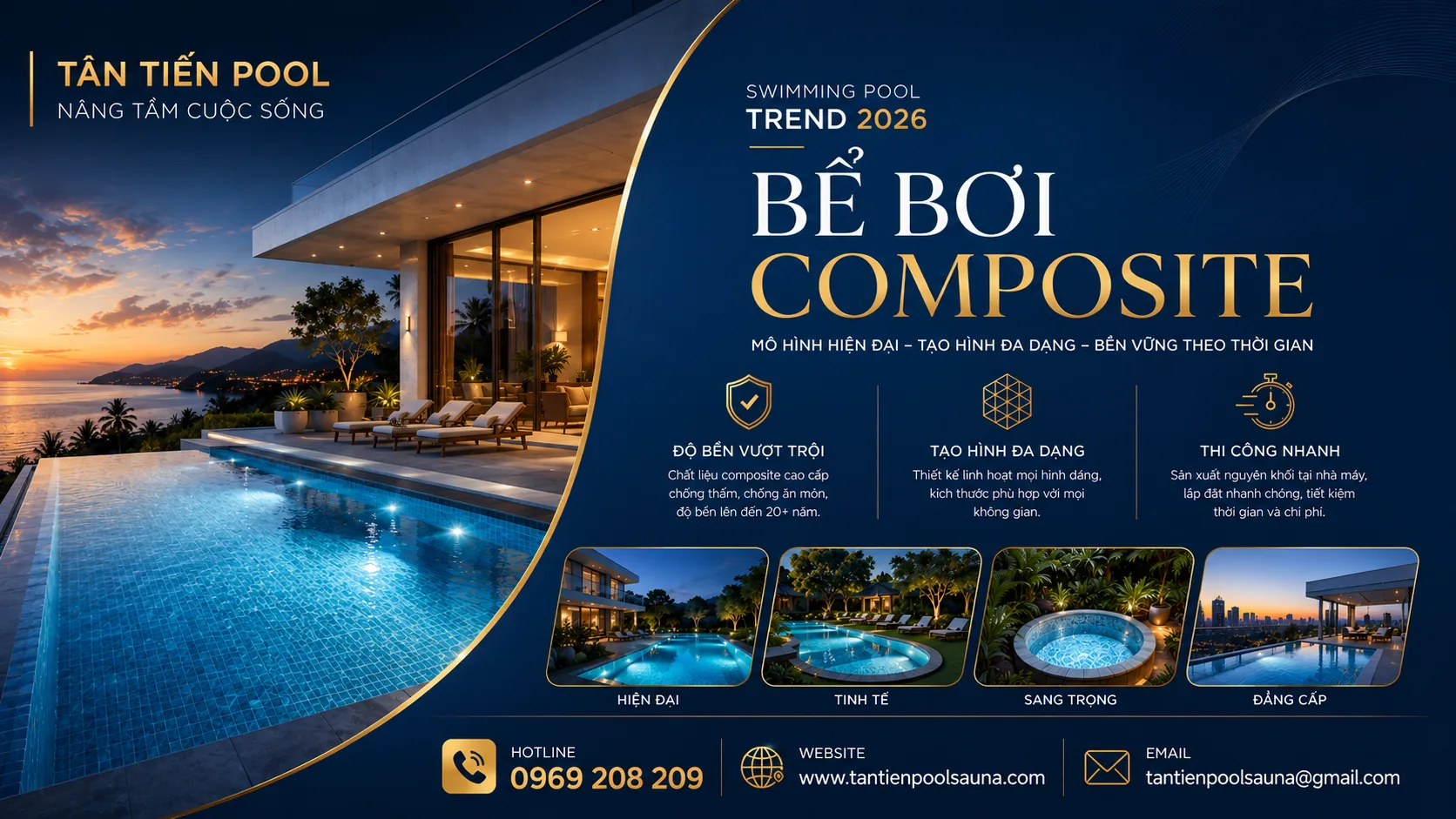 Bể bơi nhựa composite hiện đại - Tân Tiến