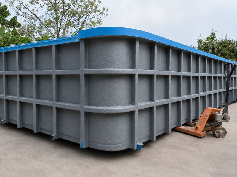 Chuẩn bị cẩu bể bơi composite đi giao hàng