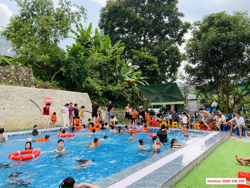 Tân Tiến hoàn thiện bể bơi kinh doanh Bằng Thành, Thái Nguyên (Bắc Kạn cũ) Thi công bể bơi kinh doanh