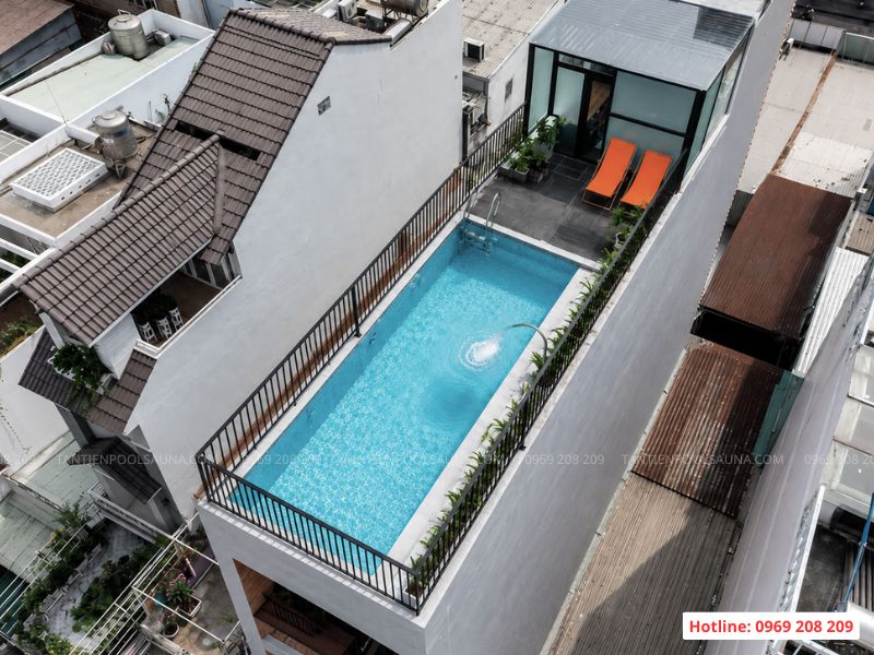 Bể bơi trên sân thượng: Những điều cần biết trước khi thiết kế và thi công Thi công bể bơi trên Tầng thượng - Tân Tiến