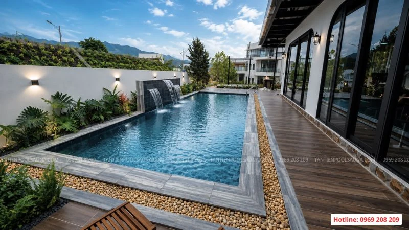 Kích thước bể bơi gia đình phù hợp, tối ưu theo quỹ đất Thi công bể bơi gia đình tại KĐT Legacy Hill Hoà Bình