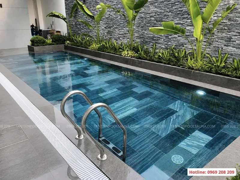 Kích thước bể bơi gia đình phù hợp, tối ưu theo quỹ đất Bể bơi điện phân muối gia đình tại Hải Phòng