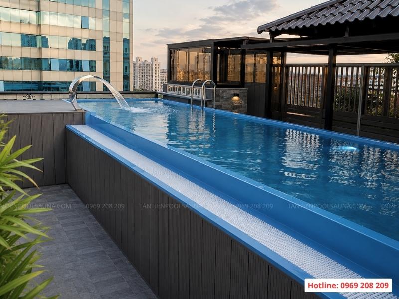 Bể bơi composite gia đình, thi công trên tầng thượng