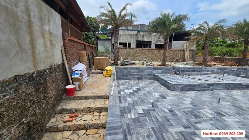 Bàn giao bể bơi kinh doanh homestay 200m2 tại Lương Sơn Hoà Bình Vận chuyển thiết bị bể bơi và chuẩn bị tích hợp phòng máy