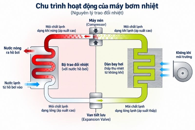 Sơ đồ quy trình gia nhiệt bể bơi 